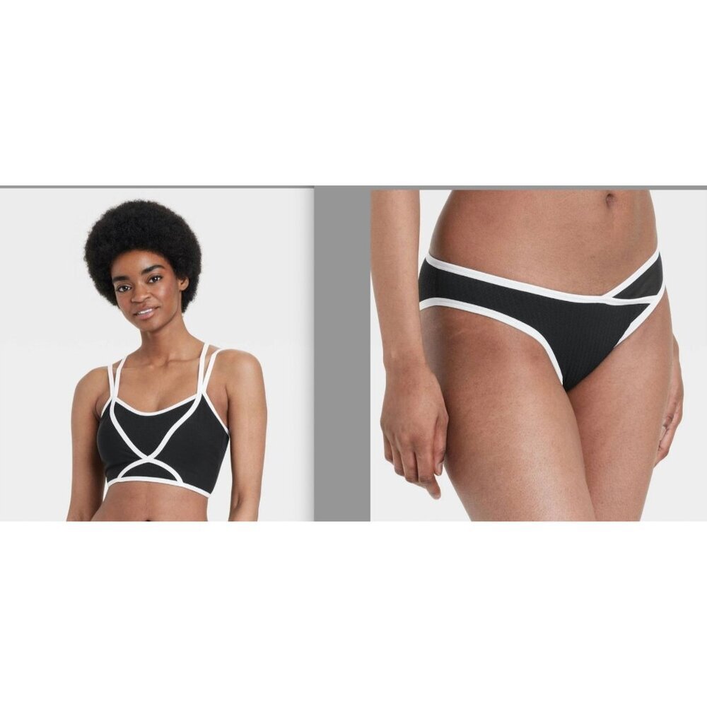 Colsie Black/White Contrast Trim Bralette & Cheeky Underwear - Size XS, NWT